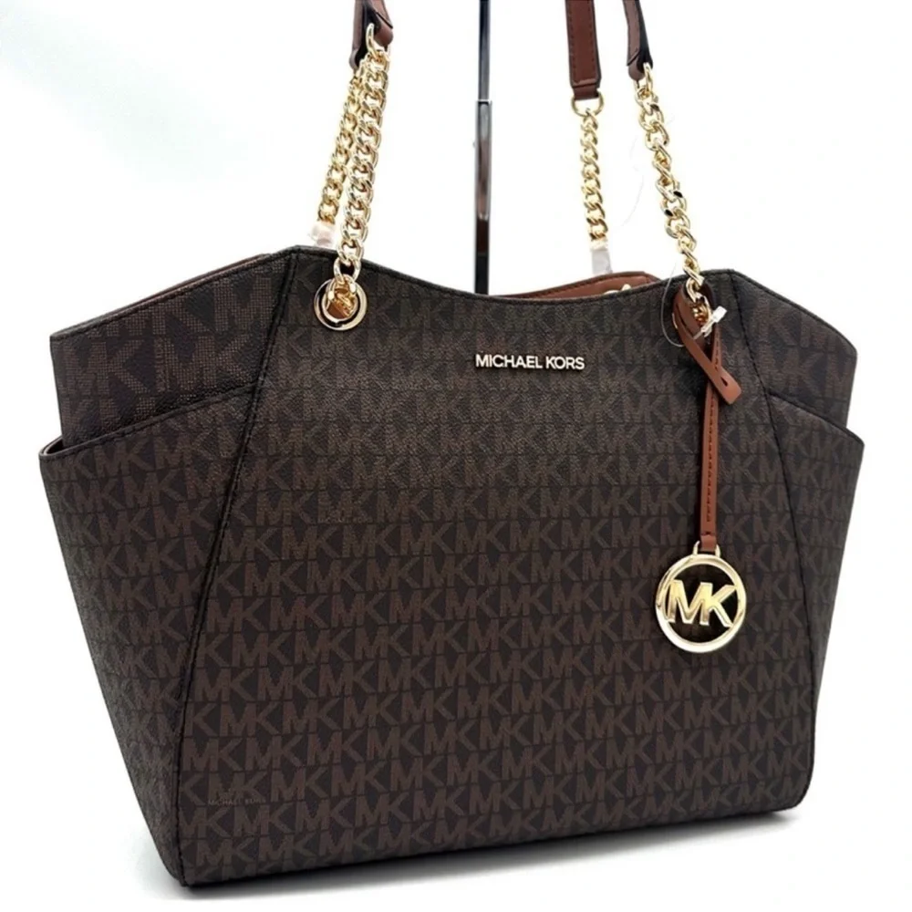Michael Kors Large Jet Set Travel Chain Shoulder Bag Brown (NWT)